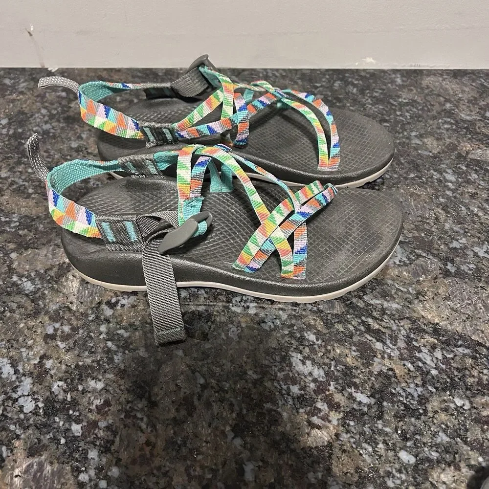Chaco ZX1 Kid's Ecotread Outdoor Strappy Sandals Camper Colorful Turqouse Size 5
